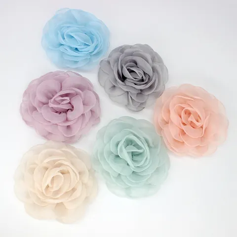 Accessorio in Tessuto Fiore di Camelia in Organza Fatto a Mano Elegante Molletta per Capelli Floreale Spilla Multiuso per Fai Da Te