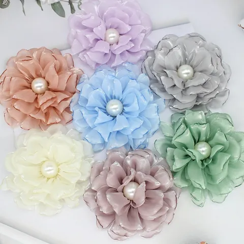 Spilla e Fermaglio per Capelli 10cm Grande Fiore di Peonia in Tessuto di Raso Con Perla Artificial Sintetica Elegante per Matrimonio