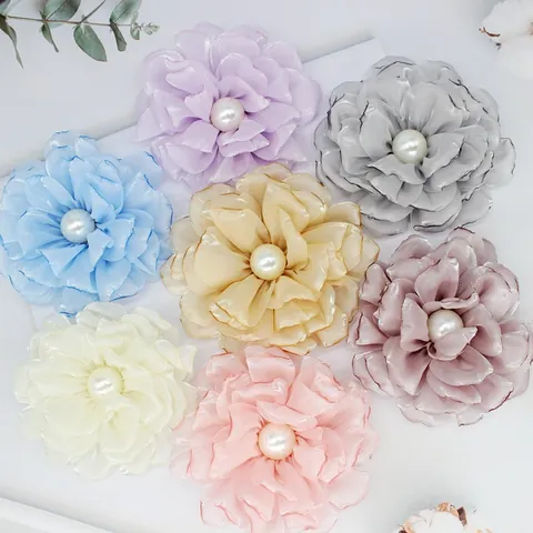 Spilla e Fermaglio per Capelli 10cm Grande Fiore di Peonia in Tessuto di Raso Con Perla Artificial Sintetica Elegante per Matrimonio