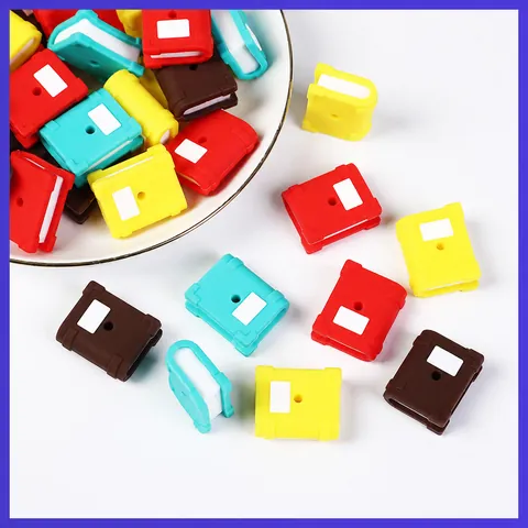 Perles en Silicone en Forme de Livre 3D Pour La Fabrication de Bijoux DIY Accessoires Pour Stylos à Perles Silicone de Qualité Alimentaire Pour Cadeaux de Rentrée Scolaire