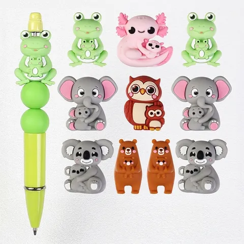 Perles en Silicone 3D Maman et Bébé Animal pour Fabrication de Bijoux DIY Sans BPA Qualité Alimentaire Breloques pour Cadeau Fête des Mères