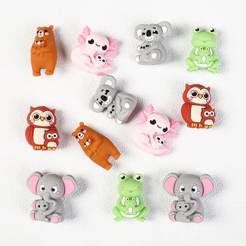 Perles en Silicone 3D Maman et Bébé Animal pour Fabrication de Bijoux DIY Sans BPA Qualité Alimentaire Breloques pour Cadeau Fête des Mères