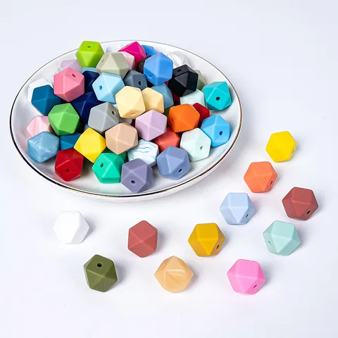 Perles en Silicone Hexagonales de Qualité Alimentaire sans BPA pour la Dentition Accessoire DIY Collier Bijoux Attache Tétine