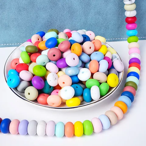 Food Grade Silicone Abacus Beads Flat Round Spacer Beads For DIY Jewelry Making Baby Teether Necklace Accessories Style
