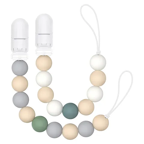 Silicone Beaded Baby Pacifier Clip With Plastic Buckle Safe BPA Free Morandi Colors Teether Lanyard Dummy Chain Anti Drop Holder For Newborn Infants