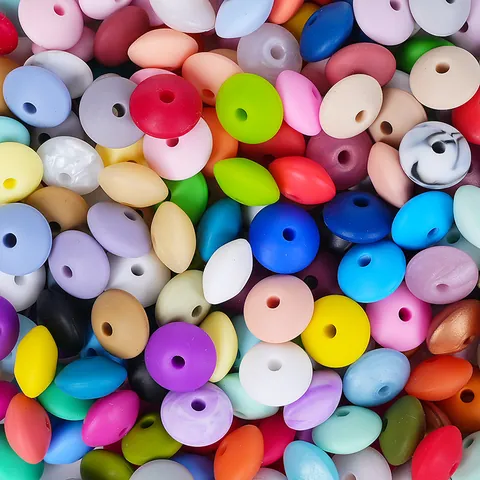 Perles en Silicone 12mm Qualité Alimentaire Sans BPA Forme Lentille Perles d'Espacement pour Création de Bijoux Collier Bracelet DIY