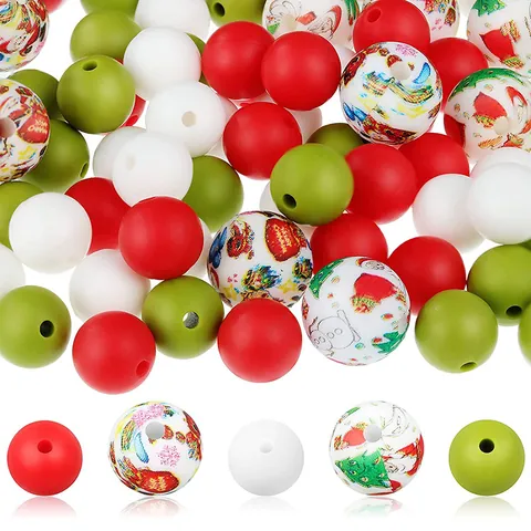 Perles en Silicone DIY de Noël Père Noël Bonhomme de Neige Flocon de Neige Perles en Vrac pour la Fabrication de Bijoux Bracelet Attache Tétine Artisanat