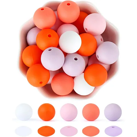 Kit di Perline in Silicone Assortite per la Creazione di Gioielli Perline Sciolte in Silicone Rotonde per Dentizione Neonati Accessori Fai da Te