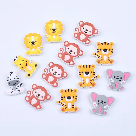 Cartoon Animal Food Grade Silicone Beads For Baby Teether DIY Pacifier Chain Accessories Lion Elephant Monkey Zebra BPA Free