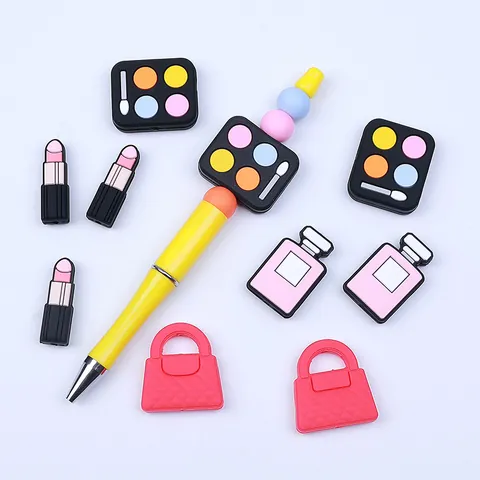 Perline in Silicone Alimentare Fai da Te Accessori Massaggiagengive Tema Trucco Profumo Rossetto Ombretto Scatola Borsa Perline Sciolte