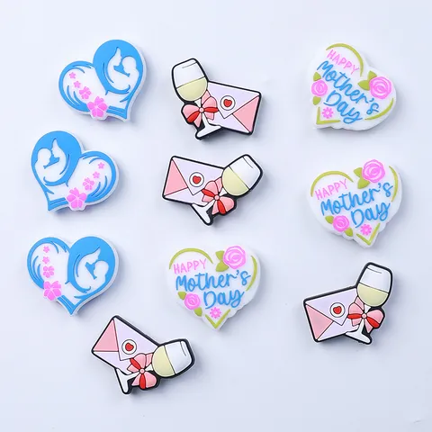 Cuentas de Silicona del Día de la Madre Cuentas Focales Para Hacer Bolígrafos DIY Clips de Chupete de Grado Alimenticio Amuletos con Forma de Corazón