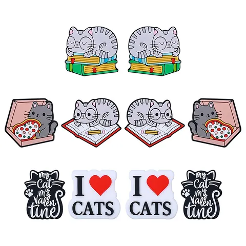 Cartoon Cat Food Grade Silicone Focal Beads Cute Animal Teether Beads For DIY Baby Nursing Necklace Keychain Making Accessories