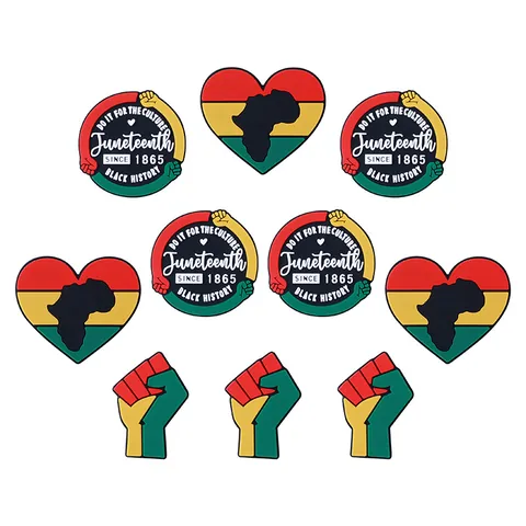 Perline in Silicone Juneteenth Black History Month per Produzione di Gioielli Fai da Te Catena Ciuccio Charms Scarpe Pugno Mappa Africa Cuore