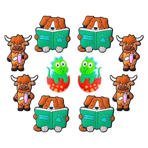 Cartoon Highland Cow Puppy Dinosaur Silicone Beads Food Grade BPA Free Baby Teether For Pacifier Chain DIY Jewelry Accessories