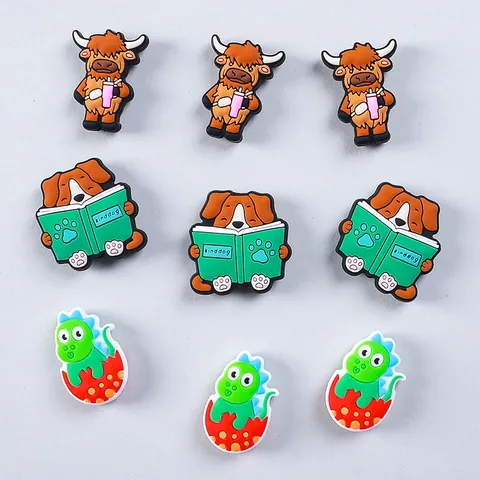Cartoon Highland Cow Puppy Dinosaur Silicone Beads Food Grade BPA Free Baby Teether For Pacifier Chain DIY Jewelry Accessories