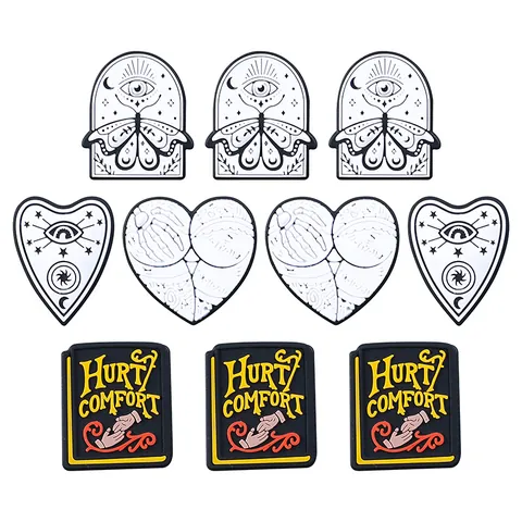 Cuentas de Silicona Góticas Místicas para Joyería DIY Bolígrafos Diseños de Planchette Corazón Ojo Polilla Libro Grado Alimenticio