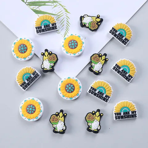 Perline in Silicone a Forma di Margherita Girasole Gnomo per Penne a Sfera Fai da Te Scarpe Silicone Alimentare Perline Sciolte You Are My Sunshine