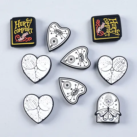 Cuentas de Silicona Góticas Místicas para Joyería DIY Bolígrafos Diseños de Planchette Corazón Ojo Polilla Libro Grado Alimenticio