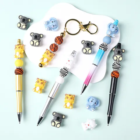 Perles en Silicone Tridimensionnelles Dessin Animé Qualité Alimentaire Sans BPA Bricolage Perles pour Stylos