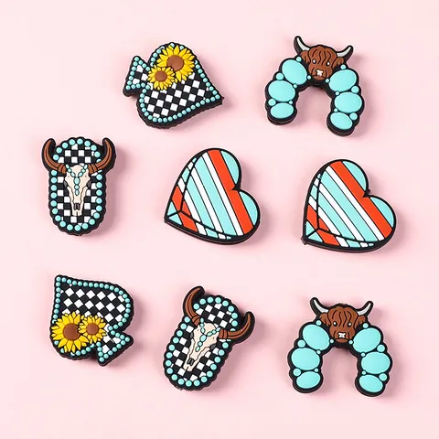 Highland Cow Bull Head Silicone Beads Food Grade Turquoise Daisy Heart For DIY Teething Necklace Jewelry Making Accessories
