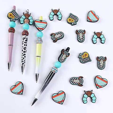 Highland Cow Bull Head Silicone Beads Food Grade Turquoise Daisy Heart For DIY Teething Necklace Jewelry Making Accessories