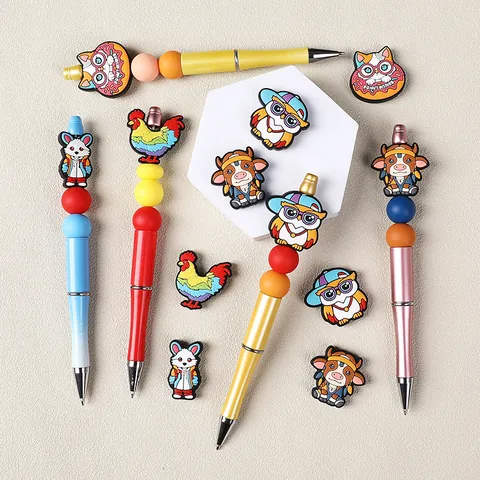 Cuentas de Silicona de Animales de Dibujos Animados Grado Alimenticio Sin BPA Silicona para Chupeteros DIY Bolígrafos de Cuentas Jibbitz Accesorios de Joyería