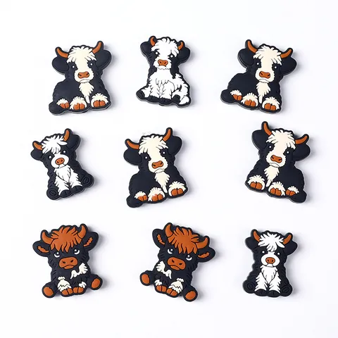 Highland Cow Silicone Beads Food Grade DIY Keychain Jewelry Making Accessories Animal Shape Teething Beads For Baby BPA Free