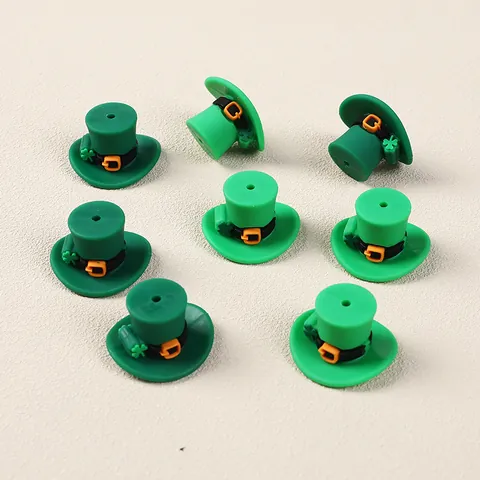St. Patrick's Day Grüne Leprechaun Hut Silikonperlen Lebensmittelecht Kleeblatt Glückshut Strohhalm Aufsatz DIY Schmuck Basteln