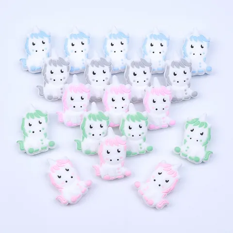 Cartoon Animal Silicone Beads Bear Unicorn Panda For Baby Teether DIY Pacifier Chain Making Food Grade Silicone Beads