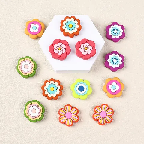 Bohemian Flower Silicone Beads For DIY Jewelry Making Colorful Floral Food Grade Silicone Spacer Beads For Children Handcraft Supplies