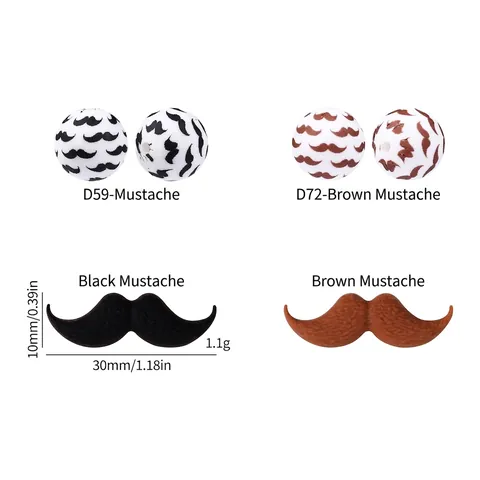 Funny Silicone Mustache Beads Cartoon Beard Charms For DIY Jewelry Making Bracelet Keychain Accessories Decorative Beads Crafts