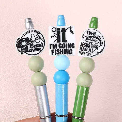 Angeln Serie Silikon Focal Perlen Humorvolle Zitate Schwarz Weiß Silikon Perlen Für DIY Stift Schlüsselanhänger Schmuck Herstellung Lebensmittelqualität Zubehör