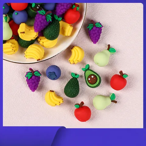 Perles en Silicone de Fruits 3D pour Création de Bijoux Stylos DIY Sans BPA Parfumées Intercalaires en Silicone Mignonnes