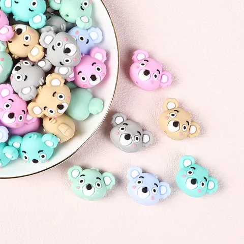 Perline in Silicone Koala 3D per Creazione Gioielli Fai da Te Penne Simpatica Forma Animale Silicone Alimentare Senza BPA