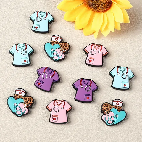 Silicone Medical Nurse Scrub Beads DIY Jewelry Making Accessories Heart Stethoscope Pattern Beads For Bracelet Necklace