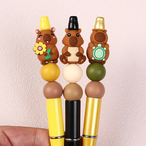 Cuentas de Silicona 3D de Capibara para Hacer Joyas DIY Accesorios de Pulsera Adornos para Bolígrafos Dijes de Animales