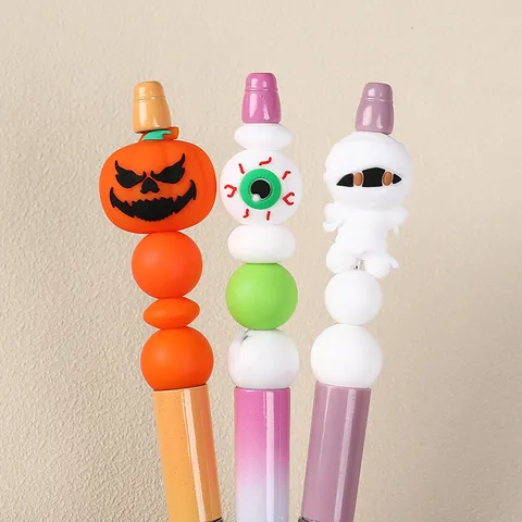 Perles en Silicone 3D d'Halloween pour la Fabrication de Bijoux DIY Citrouille Fantôme Chauve-souris Momie Vampire Maison Hantée Œil Crâne Accessoires