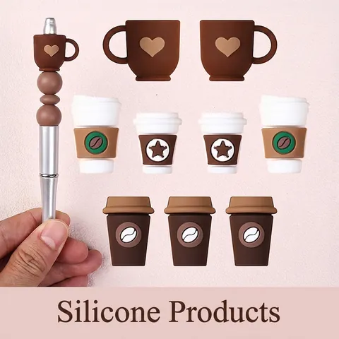 Perles en Silicone 3D Forme de Tasse à Café Silicone Alimentaire Pendentifs pour Fabrication de Bijoux DIY Accessoires de Stylo
