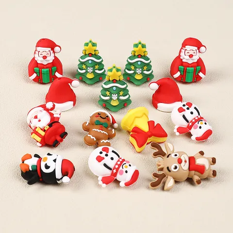 Perline in Silicone Natalizie 3D per Creazione di Gioielli Fai-da-te Babbo Natale Pupazzo di Neve Renna Senza BPA Accessori