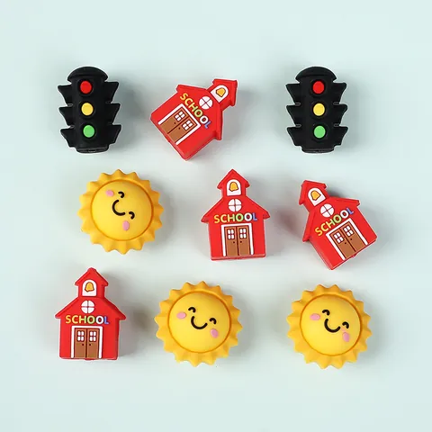 3D Cartoon Silicone Beads For DIY Jewelry Making Bracelet Sun Traffic Light School House Shaped Silicone Beads Accessories