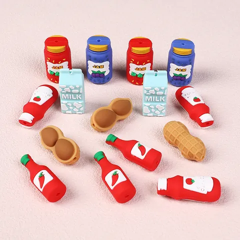 3D Food Bottle Shape Silicone Beads For DIY Jewelry Making Beadable Pen Bracelet Accessories BPA Free Food Grade Material