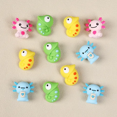 Perline in Silicone a Forma di Animale Cartone Animato 3D Camaleonte Axolotl Accessori Fai da Te per Penne Portachiavi Bambini Artigianato