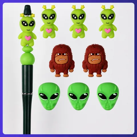 3D Cartoon Alien Bigfoot Silicone Beads For DIY Jewelry Making BPA Free Food Grade Silicone Spacer Beads For Bracelets