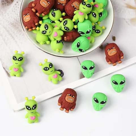 3D Cartoon Buitenaards Bigfoot Siliconen Kralen Voor DIY Sieraden Maken BPA Vrij Voedselveilig Siliconen Tussenzetskralen