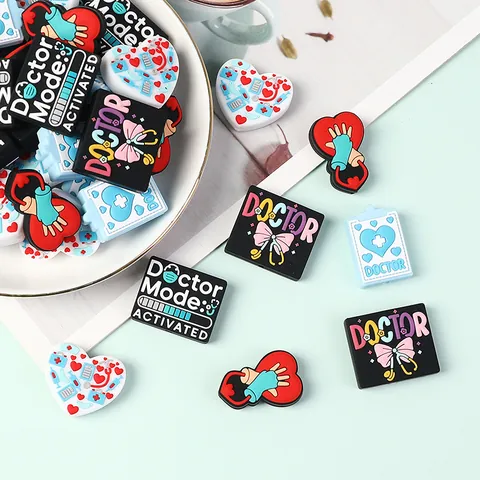 Cuentas de Silicona de Doctor Médico DIY Dijes de Corazón de Estetoscopio de Enfermera Accesorios de Pluma de Enfermería Joyería