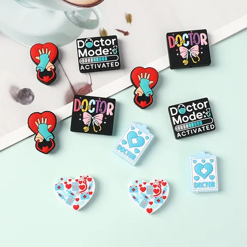 Cuentas de Silicona de Doctor Médico DIY Dijes de Corazón de Estetoscopio de Enfermera Accesorios de Pluma de Enfermería Joyería