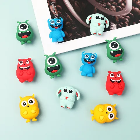 Süße 3D Monster Silikon Perlen BPA Frei Lebensmittelqualität Silikon Lose Perlen Für DIY Perlenstifte Schlüsselanhänger Schmuck