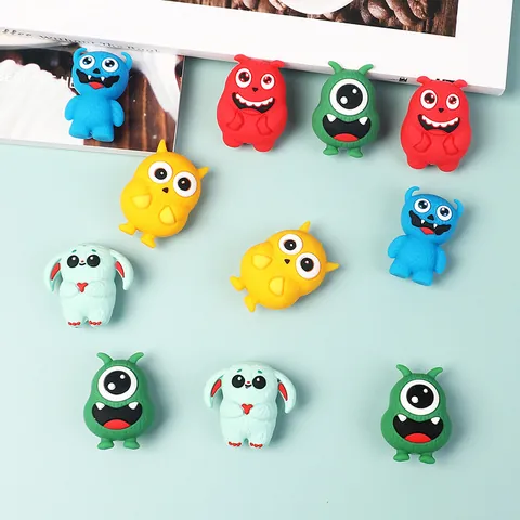 Perles en Silicone Monstre 3D Mignonnes Sans BPA Perles en Silicone de Qualité Alimentaire pour Stylos à Billes DIY Porte-clés Bijoux