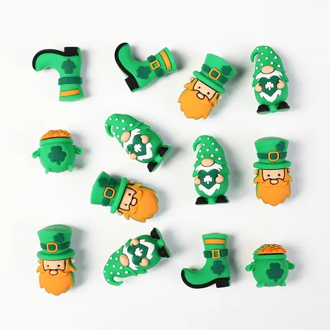 Cuentas de Silicona 3D del Día de San Patricio Para Joyería DIY Trébol Gnomo Olla de Oro Artesanía del Festival Irlandés