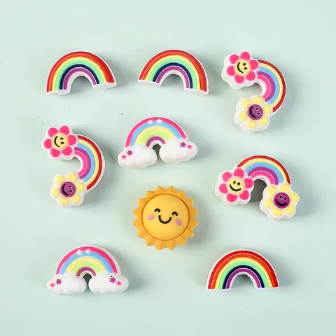 Perline in Silicone 3D a Forma di Arcobaleno per Creazione Gioielli Fai da Te Catena Cellulare Decorazione Penna Perline Sole Nuvola
